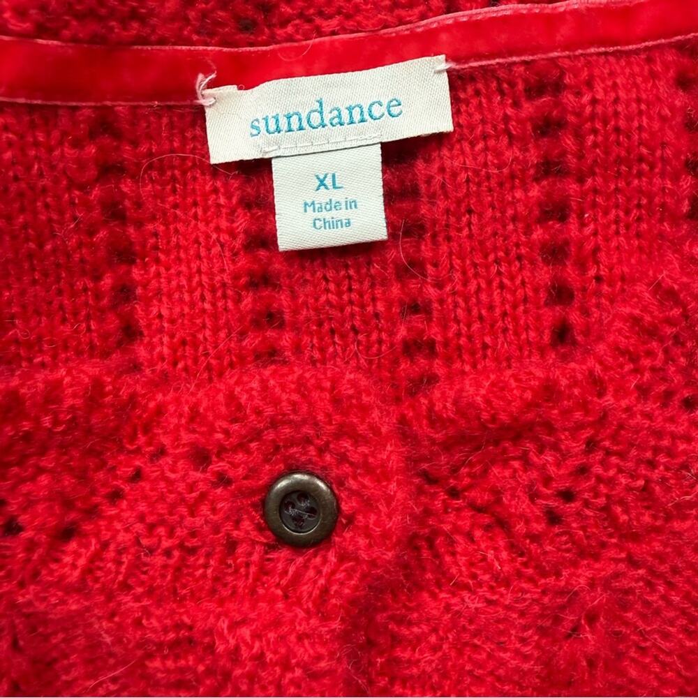 Sundance Bright Red Cable Knit Cardigan - Picture 5 of 8